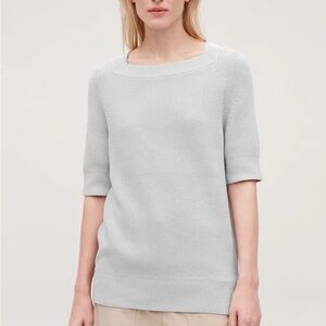 COS Square Neck Ribbed Knit Short Sleeve Top